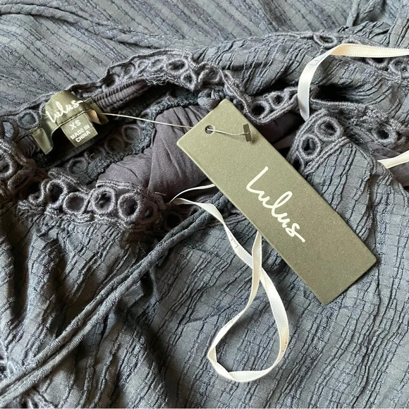 Lulus Dress Womens XS Navy Relaxed Vibes Strappy Lace Beachy Boho Coastal Maxi - Picture 15 of 15